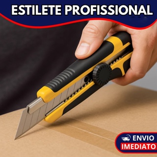 Estilete Profissional Ergonômico Emborrachado com Trava de Segurança em Oferta na Shopee