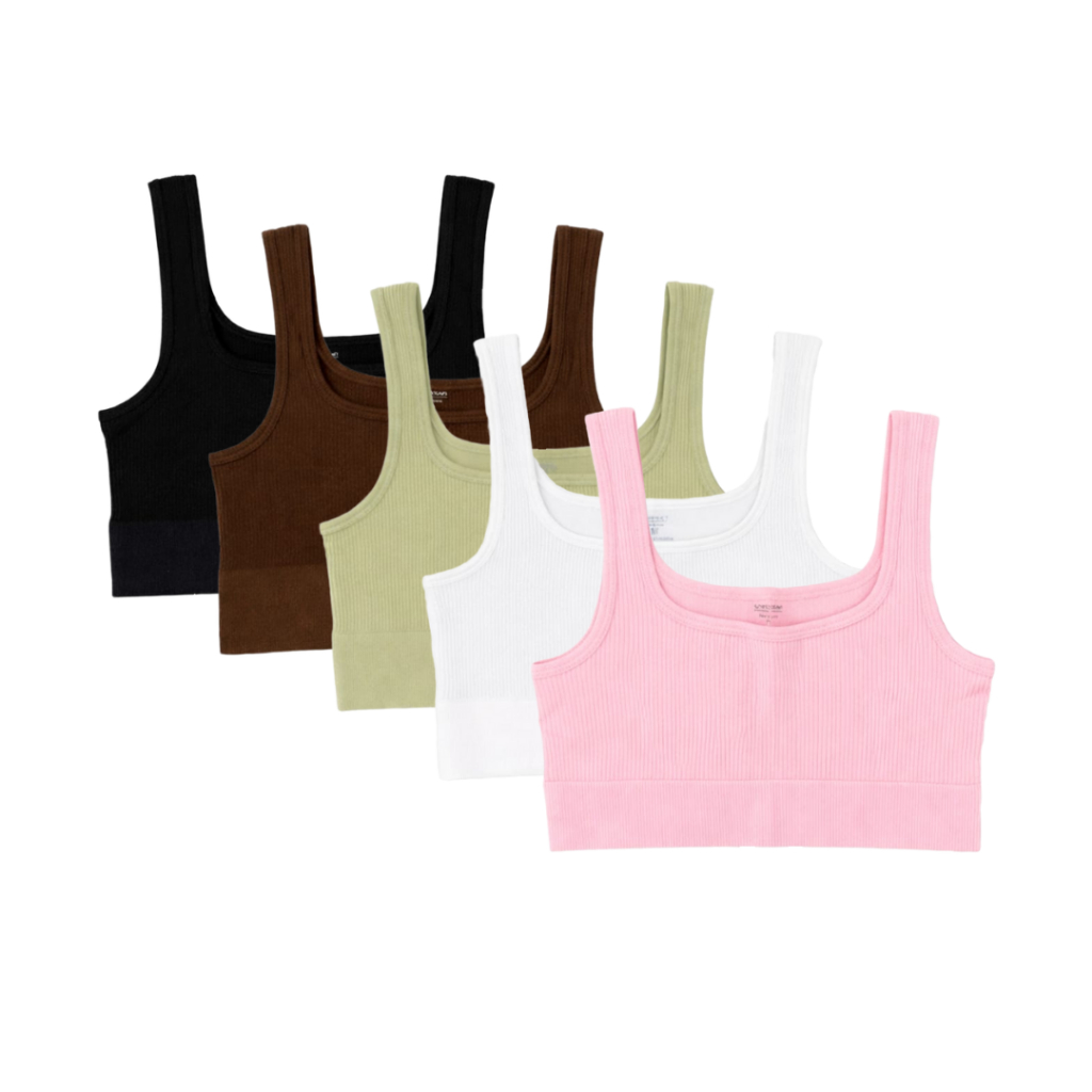 Cropped Top Feminino Canelado Básico Alça Média Moda Verão Casual Confortável Fitness Academia Regata Macia Modela Corpo