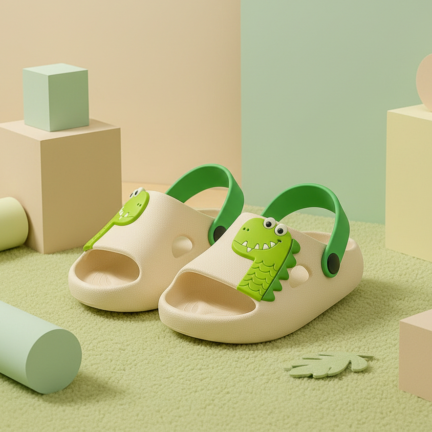 Chinelo Infantil Nuvem Menino Animais Dinossauros Diversão Confortável Leve Macio Resistente