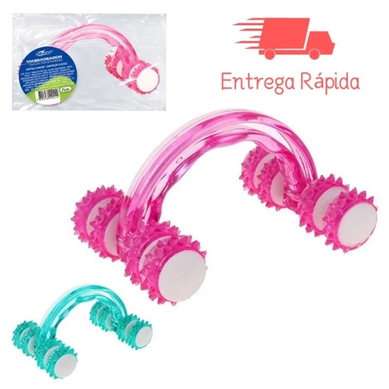 Massageador Corporal Manual Carrinho 8 Rodinhas Anti Celulite Relaxante Portátil Fisioterapia Alívio de Dores