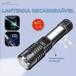 Lanterna Recarregável Led com painel status de bateria carregador USB Bivolt