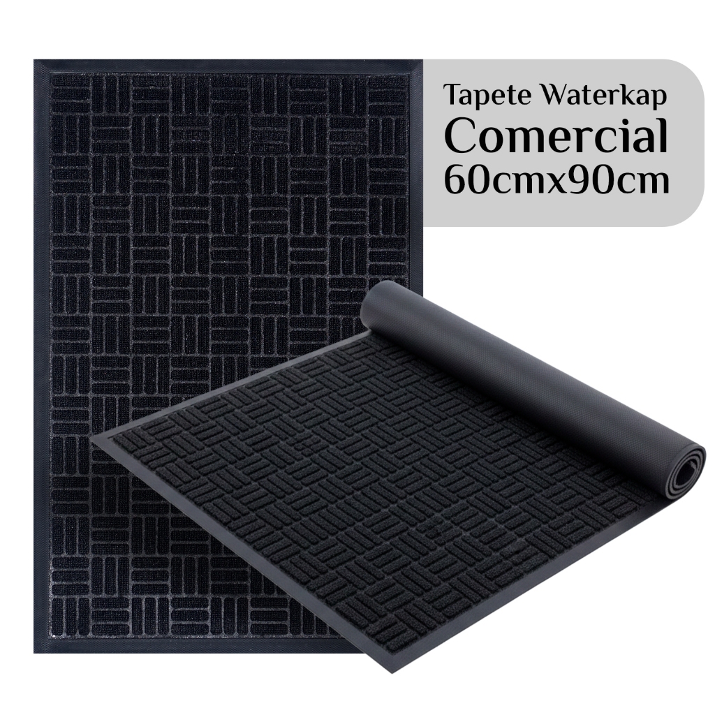 Tapete Capacho Waterkap 60x90cm para Porta Preto Antiderrapante