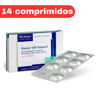 ANTIBIÓTICO Rilexine 600 mg Palatável  Para Cães E Gatos Com 14 Comprimidos. em Oferta na Shopee