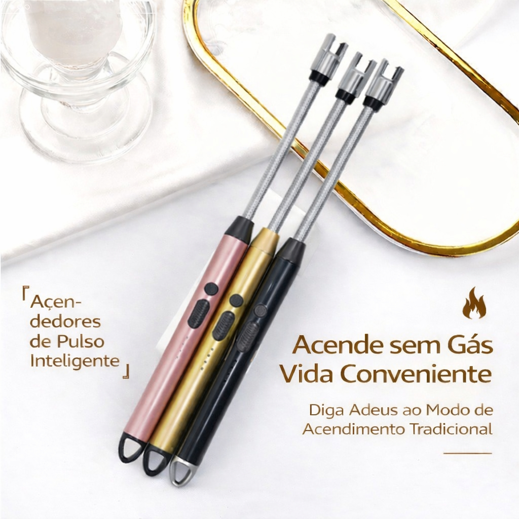 Imagem Acendedor De Fogão Isqueiro de Plasma Ecológico para Fogão Velas Camping Churrasqueira Luxo