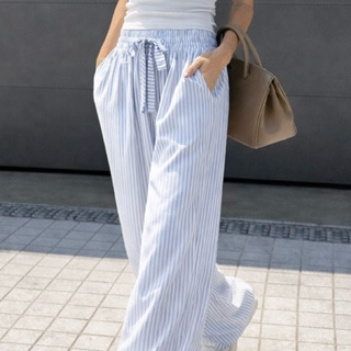 Calça Feminina Pantalona Listrada Wide Leg em Oferta na Shopee