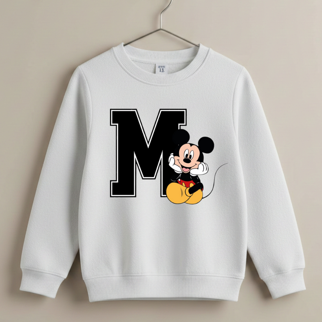 Blusa de Frio Moletom Infantil Sem Capuz Gola Redonda Mickey 02 ao 12