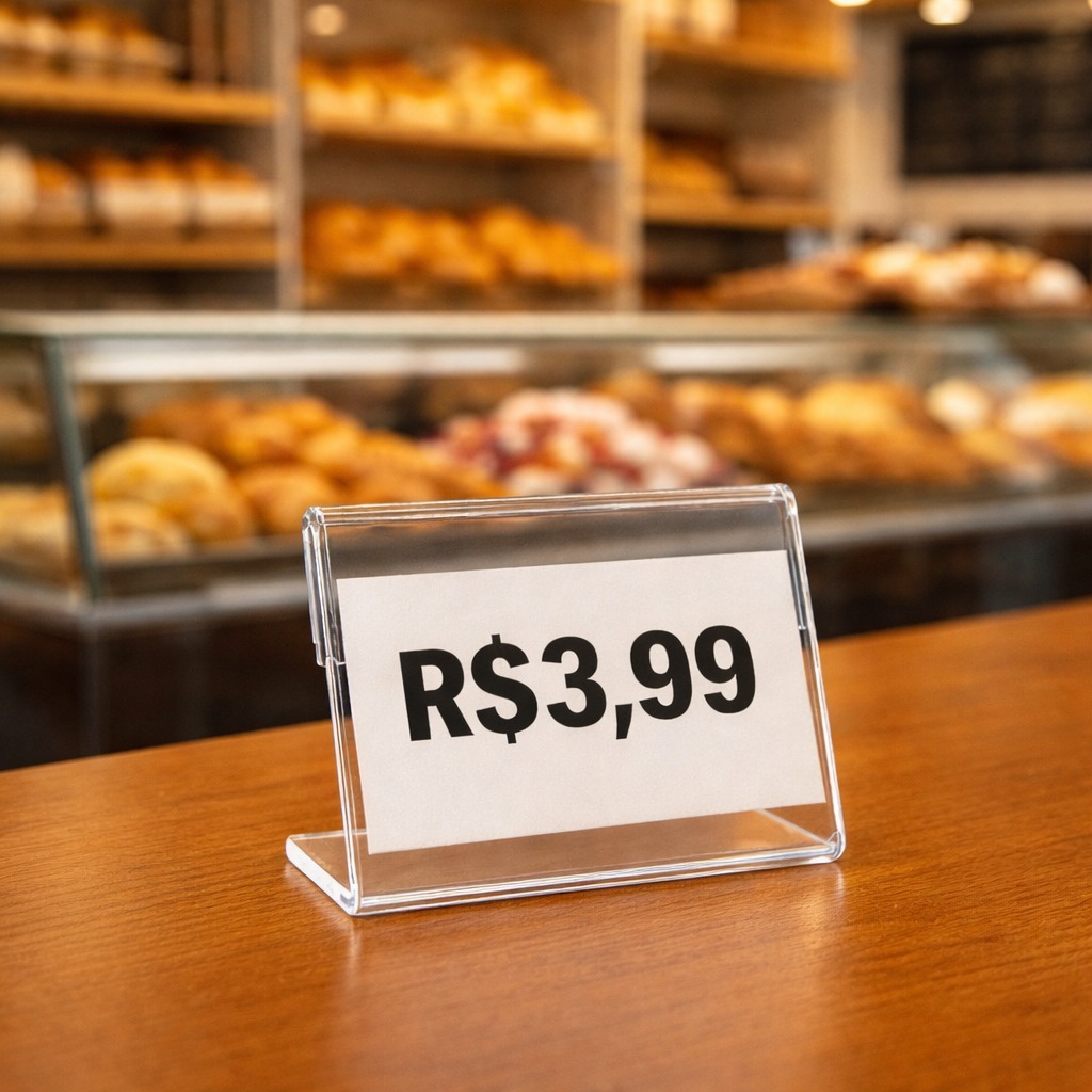 Kit Display Porta Preço em Acrílico 5x3cm – Ideal para Expositores, Vitrines e Balcões | Identificação de Valores