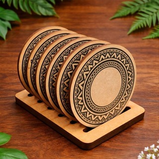 Porta Copos Decorado com 6 unid. Suporte em MDF com Arabesco em Oferta na Shopee