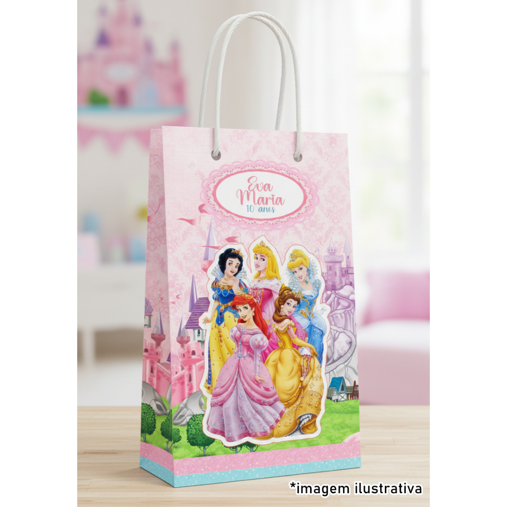 Sacolinha Princesas | Personalizada | Lembrancinha Festa Sacola Surpresa Bolsinha Bolsa PEGUE E MONTE