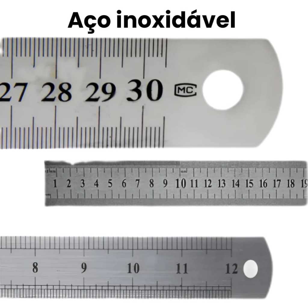 Régua de Metal Aço Inox 30 cm - Durabilidade e Precisão para Artesanato patchwork