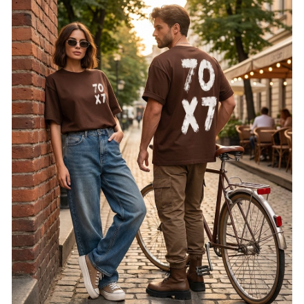 Camiseta Oversized Unissex 70x7 Streetwear Cristã | Estilo Urbano Moderno