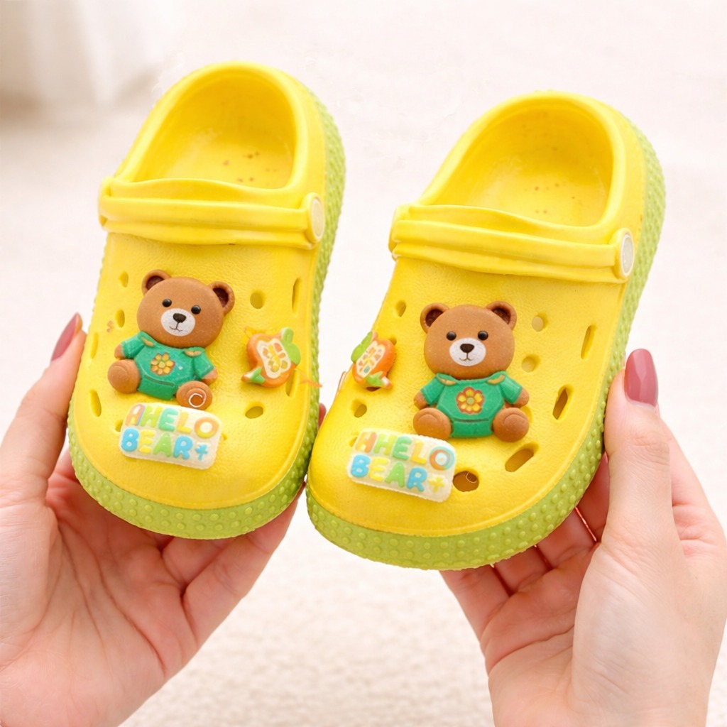 Sandália Infantil e Teen Amarela de Ursinho em EVA – Leve, Confortável e Antiderrapante - B1 em Oferta na Shopee