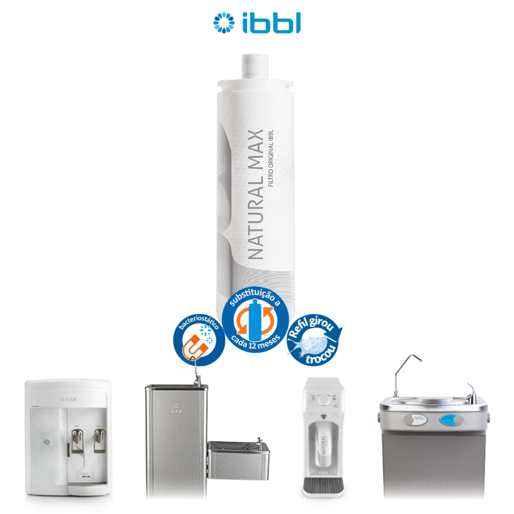 Refil de agua filtro IBBL Natural Max C+3 Max Vida Útil 12 meses Purificador FR600 Speciale E-Due