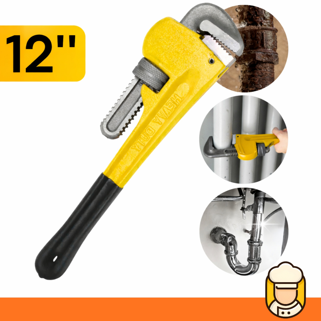 Chave Grifo 12 Polegadas Profissional Aço Forjado Cabo Antiderrapante Canos Torn