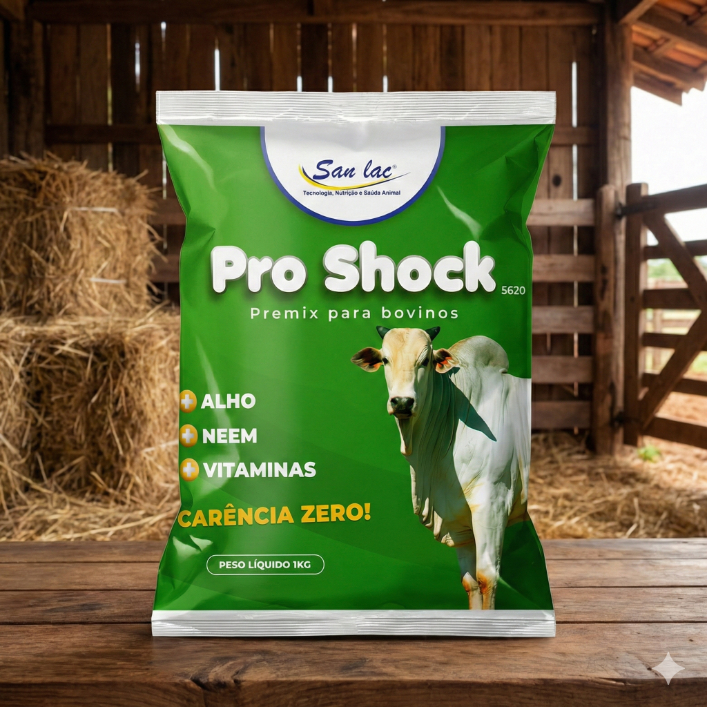 Pro Shock Premix para Bovinos 1kg Vitaminas Minerais e Alho