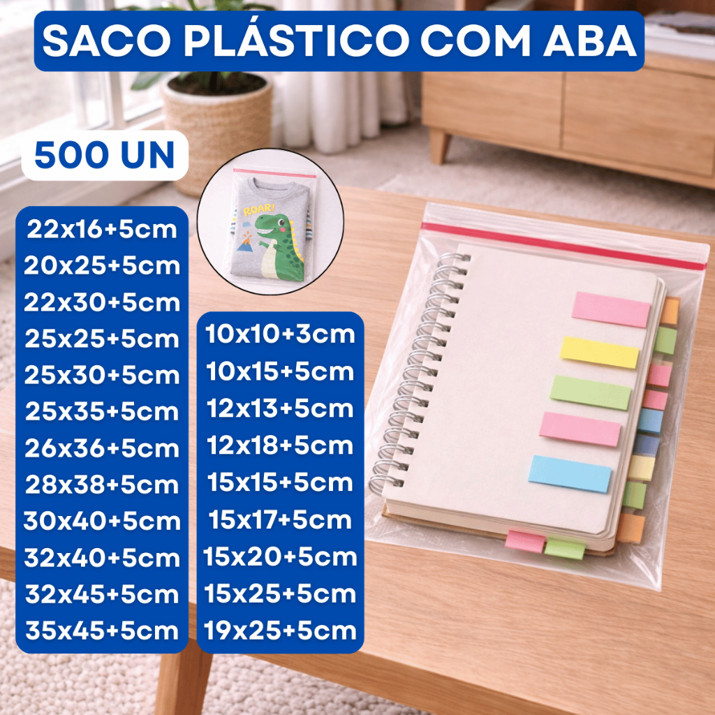 Embalagem Plástica 500 Unidades Transparente Com Lacre Adesivado e Saida de Ar Inteligente em Oferta na Shopee