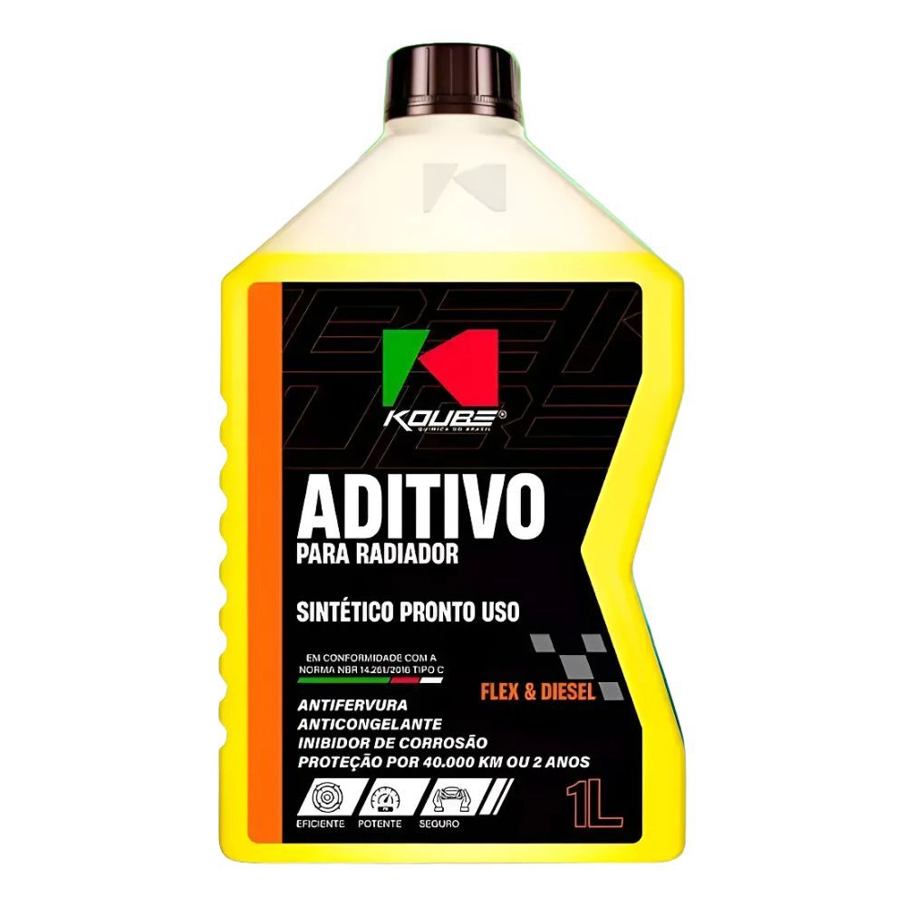 Aditivo para Radiador Sintético Pronto Uso Amarelo Koube Antifervura Anticongelante - 1 Litro