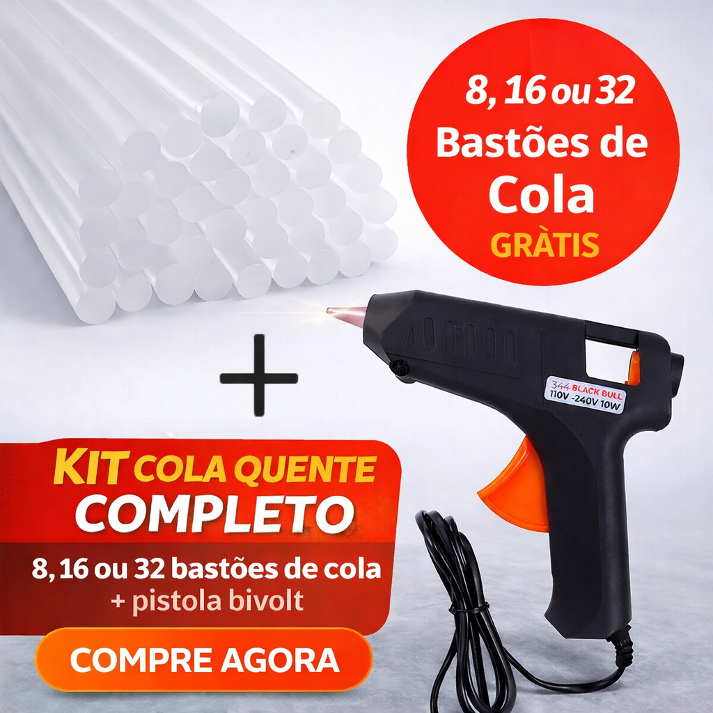Pistola de Cola Quente Bivolt 10W + Bastões 8/16/32 | Artesanato e Reparos em Oferta na Shopee