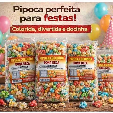 PIPOCA DOCE COLORIDA CROCANTE KIT COM 20, 10 E 5 UNIDADES DE 100G PARA FESTAS INFANTIS E JUNINAS em Oferta na Shopee