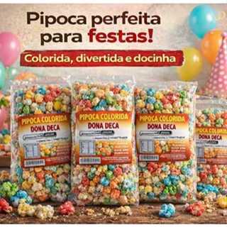 PIPOCA DOCE COLORIDA CROCANTE KIT COM 20, 10 E 5 UNIDADES DE 100G PARA FESTAS INFANTIS E JUNINAS em Oferta na Shopee