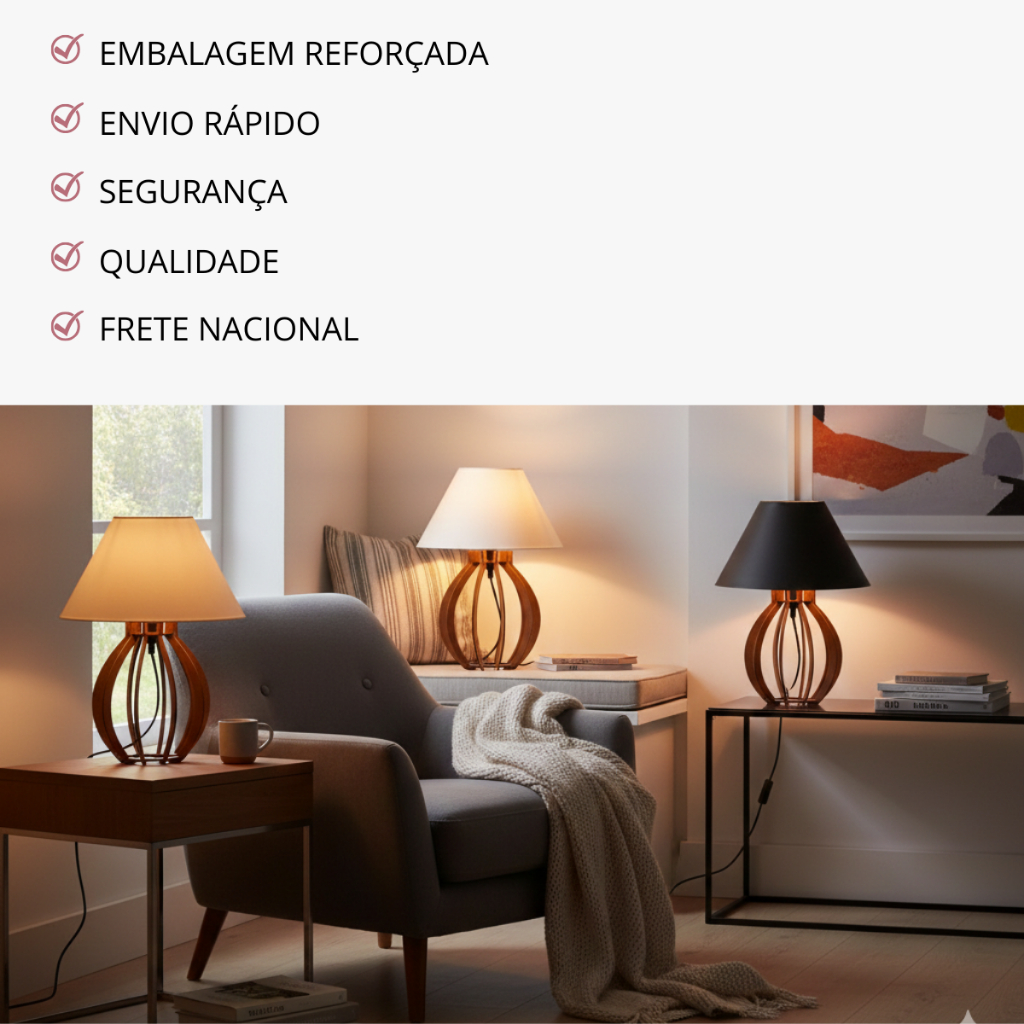 Abajur Clássico de Cabeceira em MDF para Quarto e Sala — foto 7