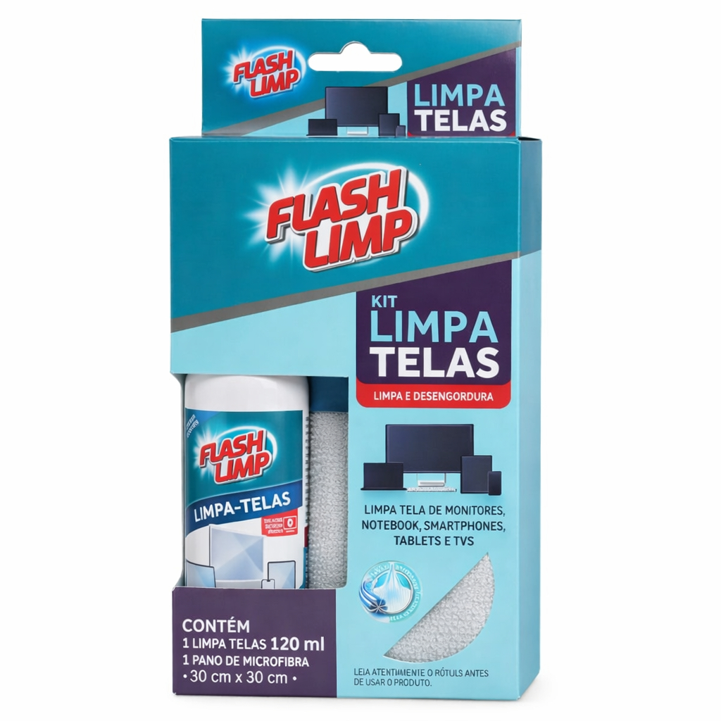 Kit Limpa Telas Flash Limp Spray 120ml Com Pano De Microfibra em Oferta na Shopee