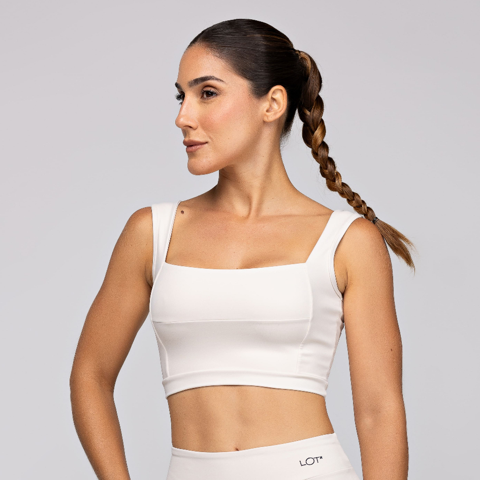 Top Poliamida Feminino Academia Fitness Alta Sustentação Toque Gelado Recorte Qu
