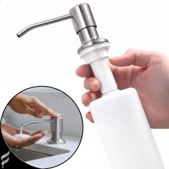 Dispenser Detergente Embutir Bancada Dosador Porta Sabão Líquido Pia Cozinha Inox Escovado