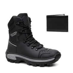 Bota Coturno Masculino Couro Emborrachado Catpro Cano Longo C.A Solado Antiderrapante Top + Carteira