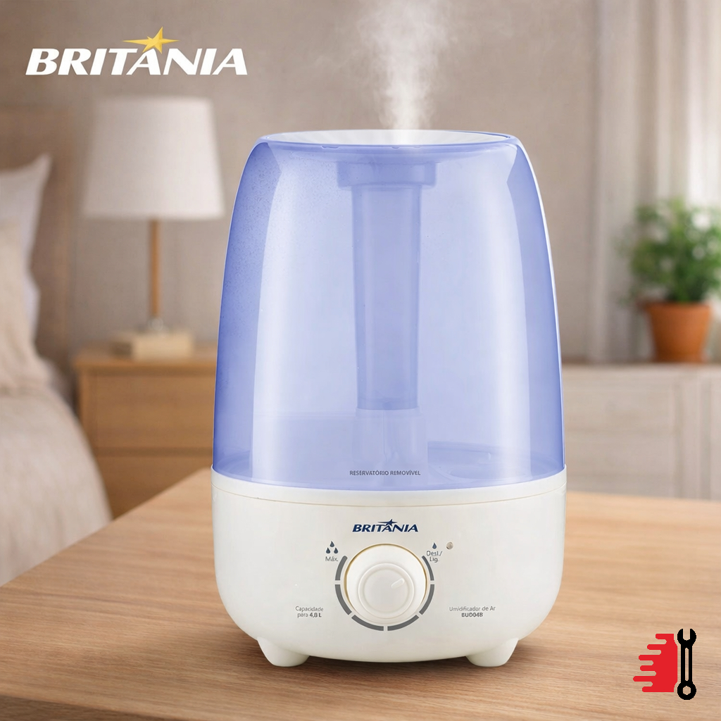 Umidificador De Ar Britânia BUD04B 4,8 L Silencioso Controle De Névoa