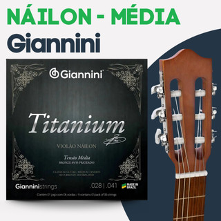 Encordoamento Giannini de Violão Nylon Jogo de Cordas Giannini Corda de Violão GENWTM Tensão Média