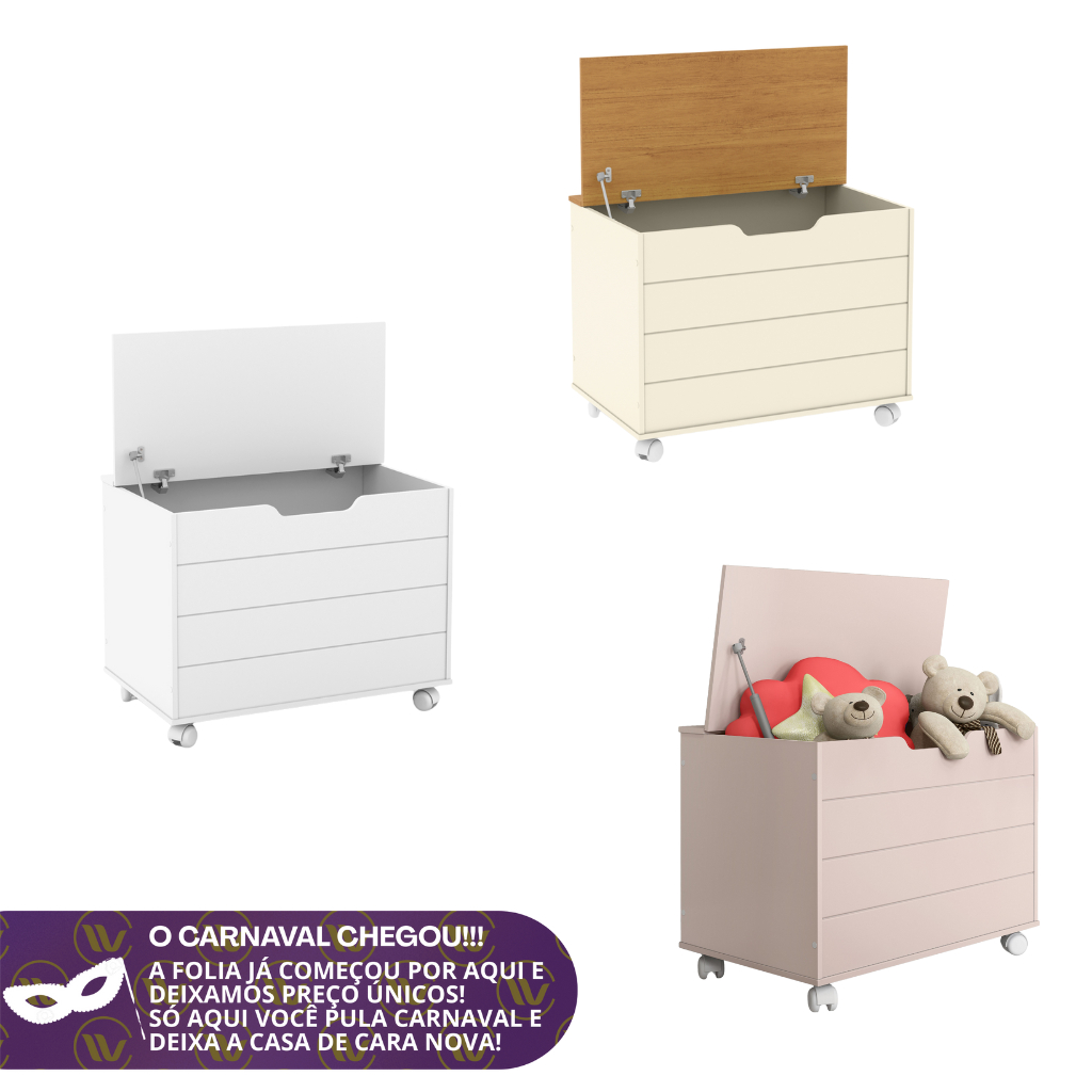 Baú Infantil Espaçoso com Rodízios Organizador Eficiente de Brinquedo Casa com Criança Seguro e Leve em Oferta na Shopee