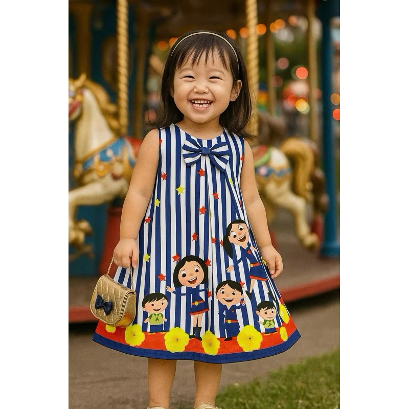 vestido infantil O Show da Luna (Mod. Manuella listras)