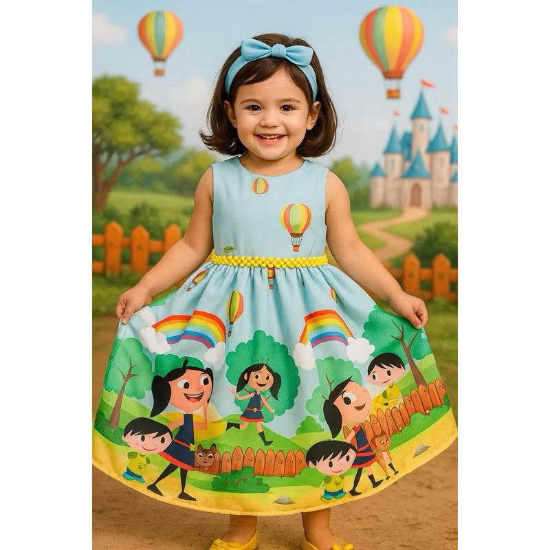 vestido infantil O Show da Luna(Mod. Julia jardim)