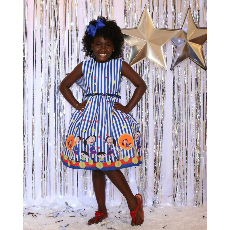 vestido infantil O show da Luna (mod. Julia listrado)