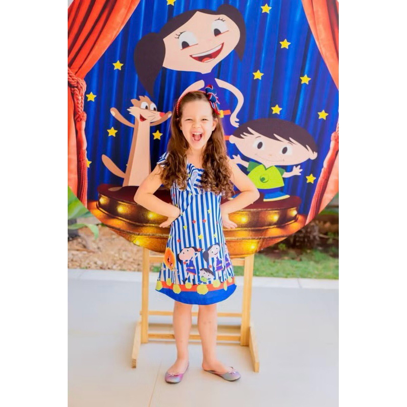 vestido infantil O Show da Luna (Mod Valentina listras)