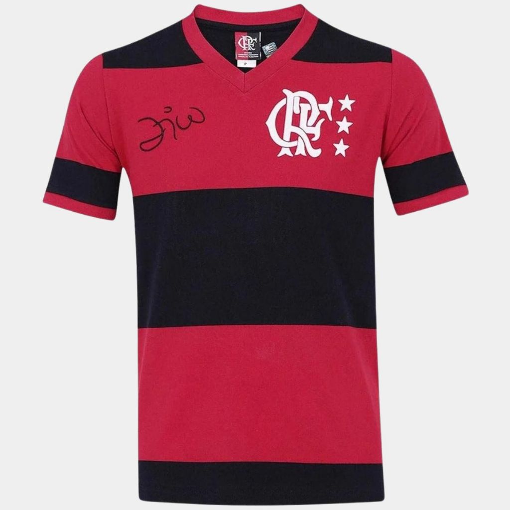 Camisa Flamengo Zico Retrô Libertadores Masculina - Preto e Vermelho em Oferta na Shopee