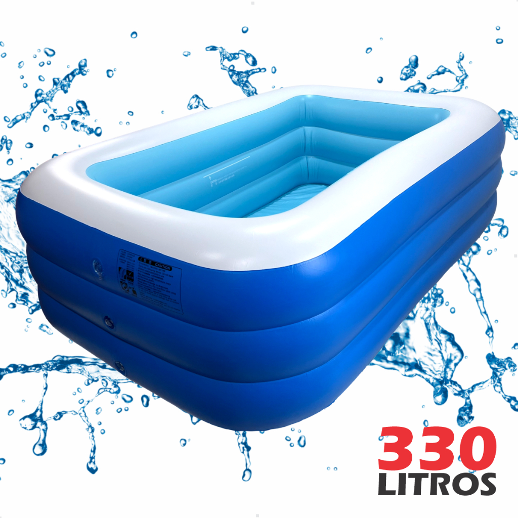 Piscina Inflável Bolinha Bebê 330 Litros Banheira Retangular Grande Com Plástico Resistente