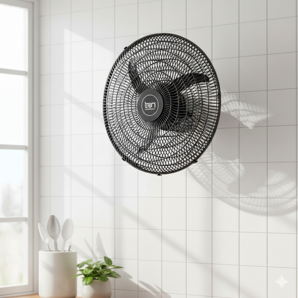 Ventilador de Parede 60cm - Grade Plástica Preta - Bivolt - Tron