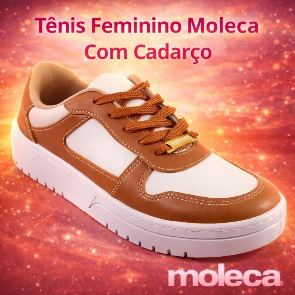 Tênis Feminino Moleca Sneaker Casual com Cadarço Confortável Leve Versátil Moda Verão Trabalho
