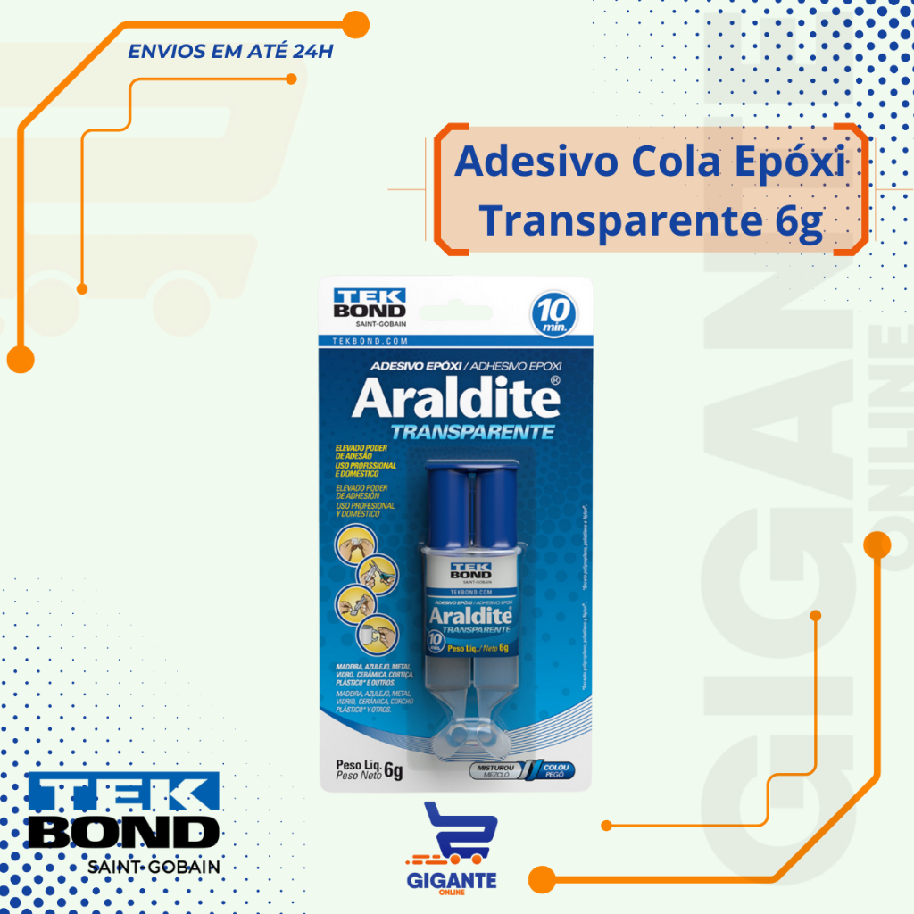 Adesivo Araldite Cola Epóxi Transparente 10 Min Seringa 6g