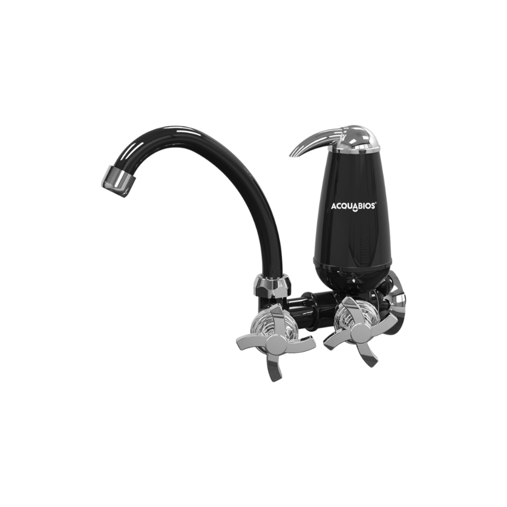 Torneira Pia Cozinha Com Filtro de Parede Preto Cromado E05 Acquabios em Oferta na Shopee