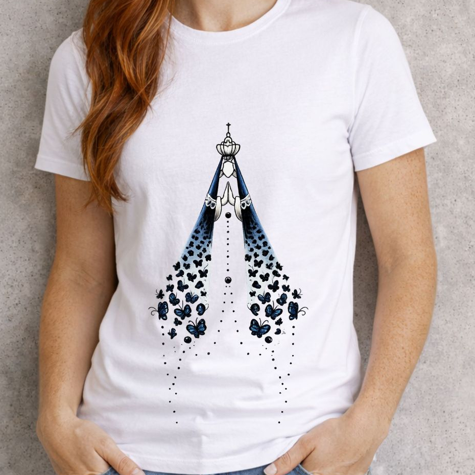 Camiseta Católica Nossa Senhora Aparecida Feminina  Presente Religioso Especial