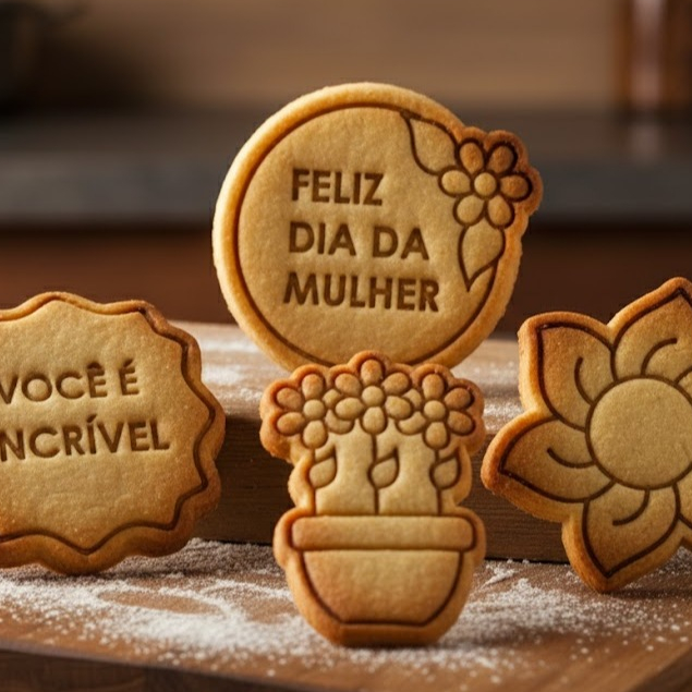 Kit Cortador De Biscoito E Carimbo Dia Da Mulher 4 Peças 7cm em Oferta na Shopee
