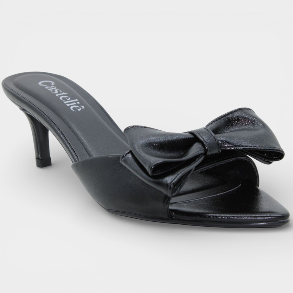 Tamanco Feminino Casteliê Intense Salto Fino Laço em Oferta na Shopee