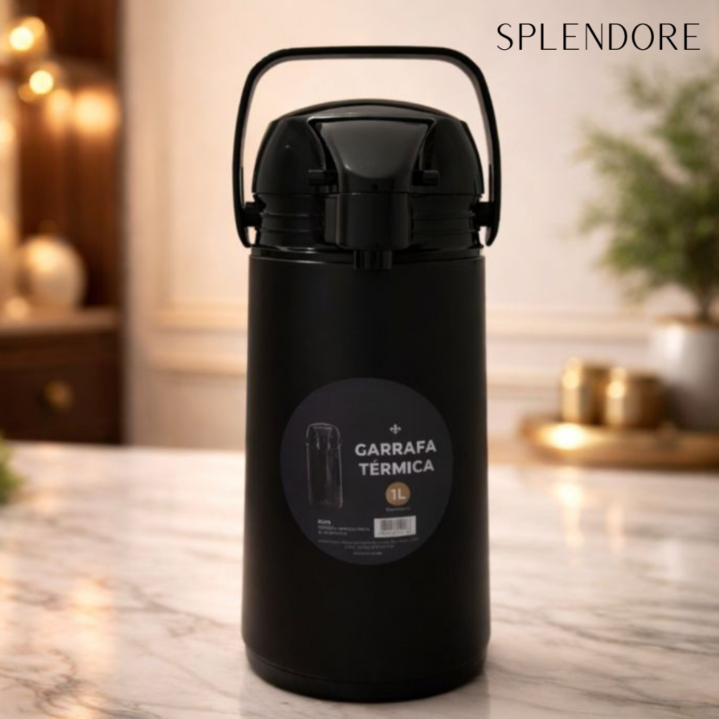 Garrafa Térmica Preta Café Leite Chá Chimarrão 1L/1,9L Resistente Quente Frio Pressão Magic Pump em Oferta na Shopee