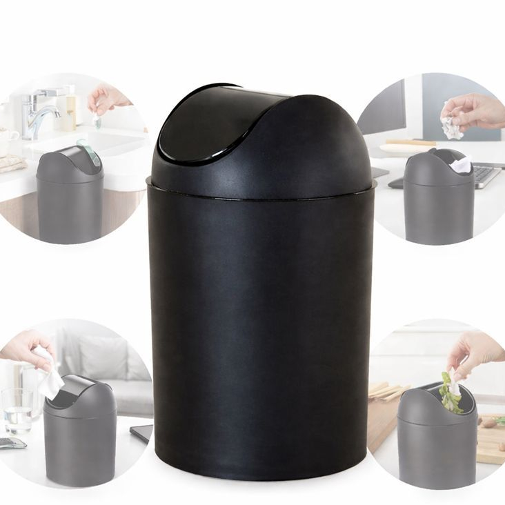 Lixeira  Para Banheiro Tampa Plástica Basculante 5l Preta em Oferta na Shopee