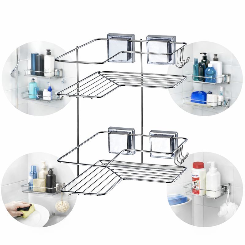 Suporte Porta Shampoo Duplo Parede Ventosa Sem Furo Para Box em Oferta na Shopee