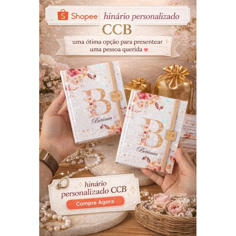 hinario CCB floral branco logo nome personalizado