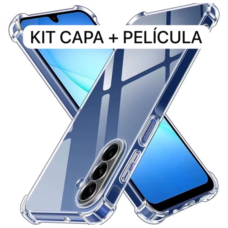 Capa Capinha Case + Película 3D Para Samsung Galaxy Modelos A05 A06 A07 A14 A15 A16 A17 A23 A24 A25 A26 A34 A55 A56 A35